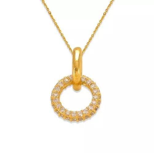 NEW 14K YELLOW GOLD FANCY RING CZ PENDANT (1 of 2)