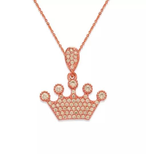 NEW 14K ROSE GOLD FANCY ROSE TIARA CZ PENDANT: NEW 14K YELLOW GOLD FANCY HEART CZ PENDANT 14K Yellow Gold Approx. 16x13mm High Polished/Cubic Zirconia Available in Rose and White Gold Chains Sold Separately Weight: 0.9 Grams