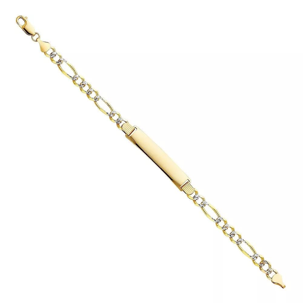 NEW 14K GOLD FIGARO 3+1 150 WP ID BRACELET (1 of 2)