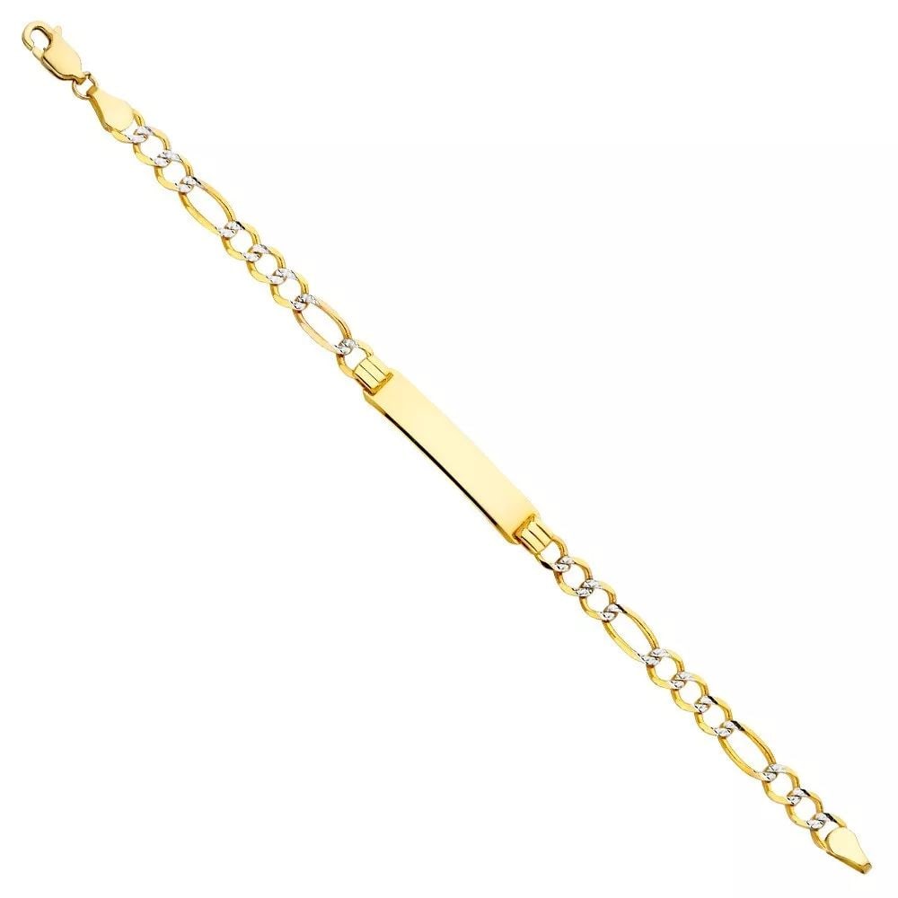 NEW 14K GOLD FIGARO 3+1 120 WP BABY ID BRACELET (1 of 2)