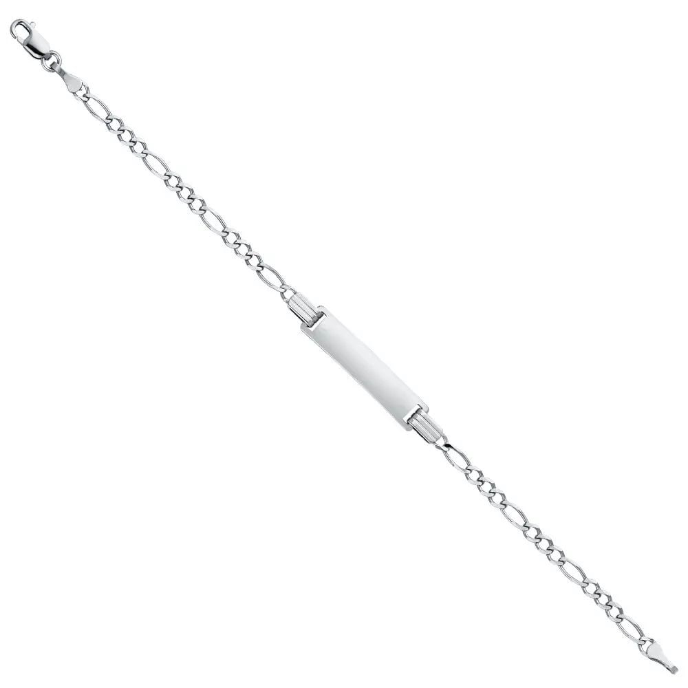 NEW 14K WHITE GOLD 060 FIGARO 3+1 BABY ID BRACELET: NEW 14K WHITE 060 FIGARO 3+1 BABY ID BRACELET 14K WHITE GOLD NEW WHITE 060 FIGARO 3+1 BABY ID BRACELET WEIGHT: 2.4 g LENGTH: 6in