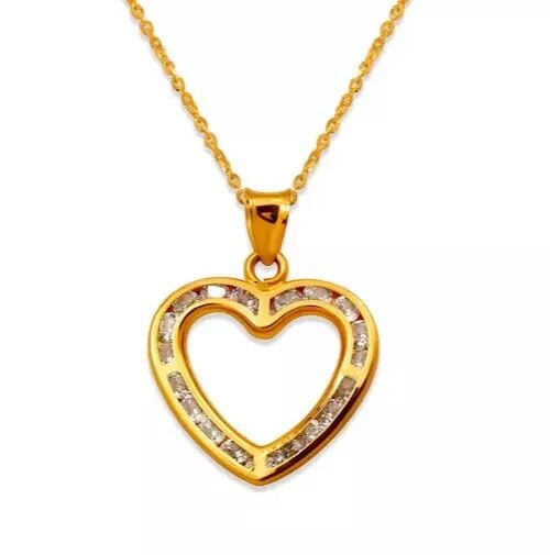 NEW 14K YELLOW GOLD HEART CZ PENDANT (1 of 2)