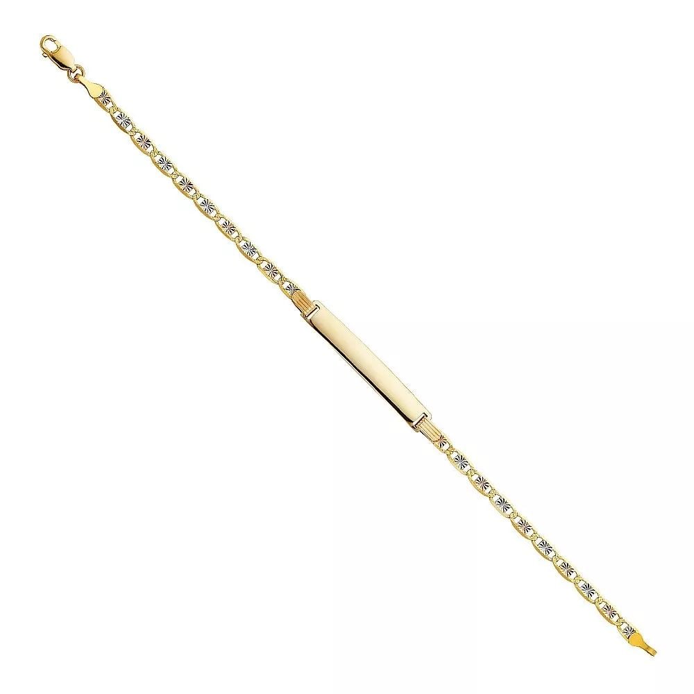 NEW 14K GOLD 100 VALENTINO TRI COLOR STAR DC ID BRACELET: NEW 14K 100 VALENTINO TRI COLOR STAR DC ID BRACELET 14K MULTI COLOR GOLD NEW 100 VALENTINO TRI COLOR STAR DC ID BRACELET WEIGHT: 4.9 g LENGTH: 7.5in