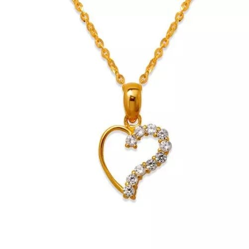 NEW 14K YELLOW GOLD WHITE CZ PENDANT (1 of 2)