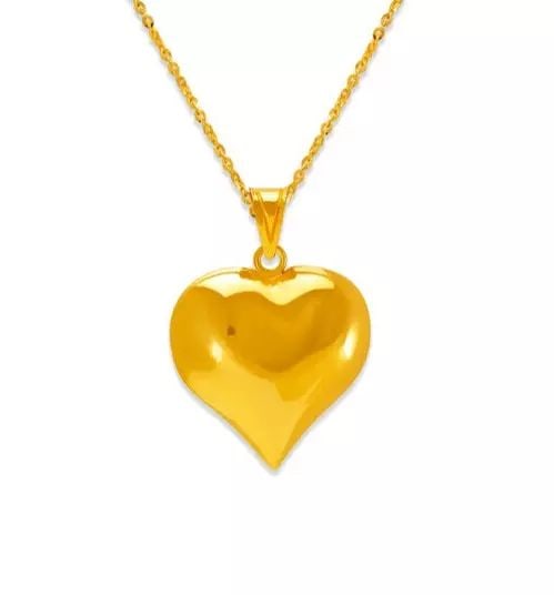 NEW 14K YELLOW GOLD HOLLOW HEART PUFF PENDANT 21 MM: NEW 14K YELLOW GOLD HELLOW HEART PUFF PENDANT 21 MM 14K Yellow Gold Approx. 21x21mm High Polished Hollow Chains Sold Separately Weight: 2.0 Grams