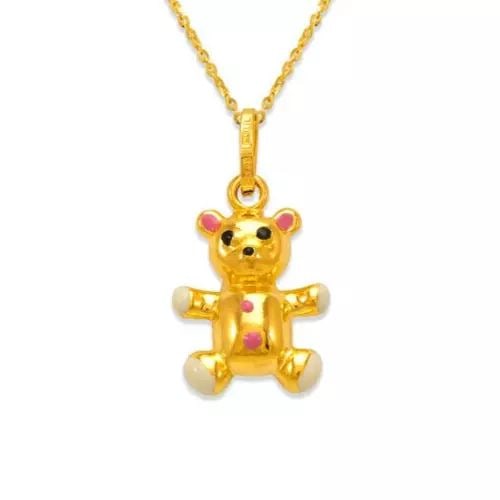 NEW 14K YELLOW GOLD BEAR ENAMEL CHARM PENDANT (1 of 2)