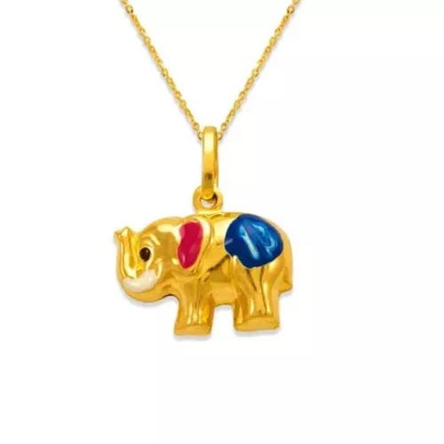 NEW 14K YELLOW GOLD ELEPHANT ENAMEL CHARM PENDANT: NEW 14K YELLOW GOLD ELEPHANT ENAMEL CHARM PENDANT 14K Yellow Gold Approx. 15x10mm Hollow Chains Sold Separately Weight: 1.4 Grams