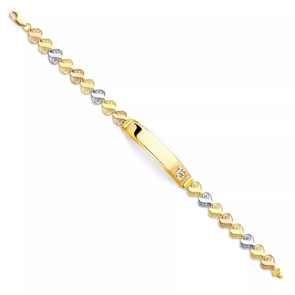 NEW 14K TRI COLOR GOLD 15 YEARS ID BRACELET (1 of 2)