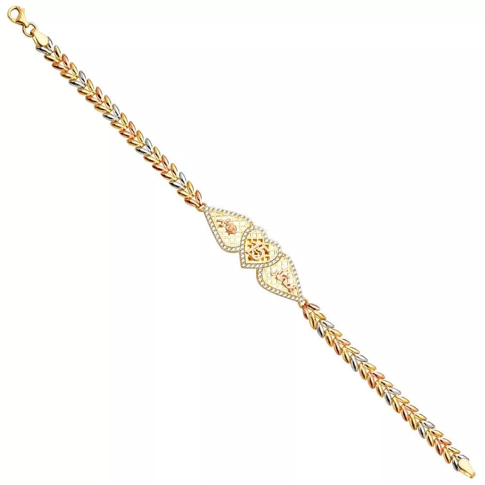 NEW 14K TRI COLOR GOLD 15 YEARS ID BRACELET (1 of 2)