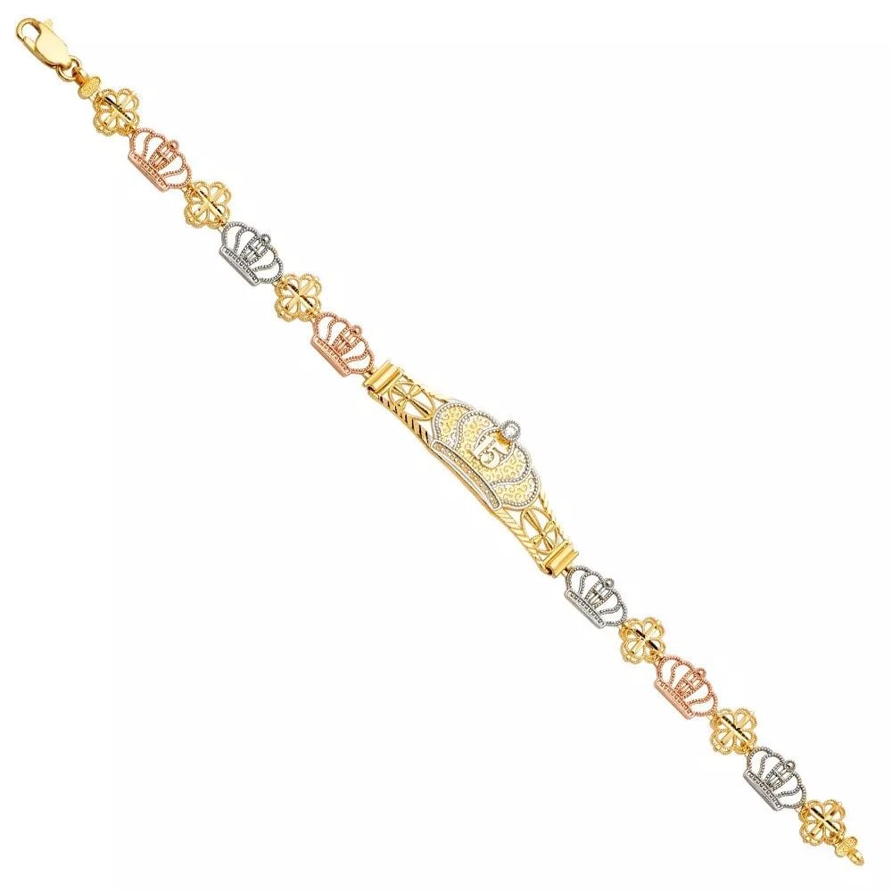 NEW 14K TRI COLOR GOLD 15 YEARS ID BRACELET (1 of 2)