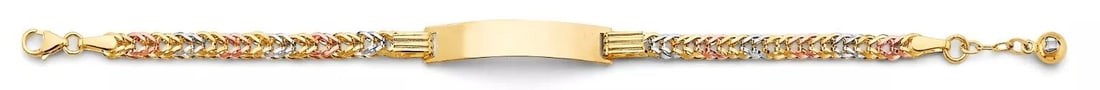 NEW 14K TRI COLOR GOLD CZ BABY ID BRACELET: NEW 14K TRI COLOR CZ BABY ID BRACELET 14K TRI-COLOR GOLD NEW TRI COLOR CZ BABY ID BRACELET WEIGHT: 3.2 g