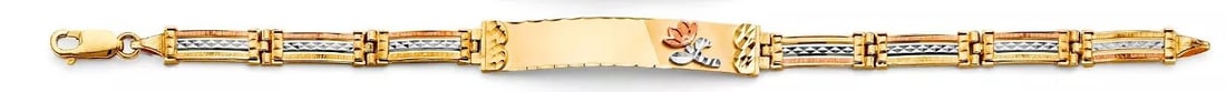 NEW 14K TRI COLOR GOLD FLOWER ID BRACELET (1 of 2)