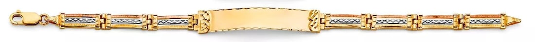 NEW 14K TRI COLOR GOLD PLAIN ID BRACELET: NEW 14K TRI COLOR PLAIN ID BRACELET 14K TRI-COLOR GOLD NEW TRI COLOR PLAIN ID BRACELET WEIGHT: 10.6 g