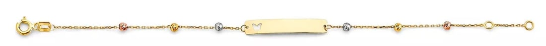 NEW 14K TRI COLOR GOLD BALL BABY ID BRACELET: NEW 14K TRI COLOR BALL BABY ID BRACELET 14K TRI-COLOR GOLD NEW TRI COLOR BALL BABY ID BRACELET WEIGHT: 1 g