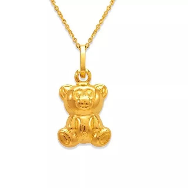 NEW 14K YELLOW GOLD TEDDY BEAR CHARM PENDANT (1 of 2)