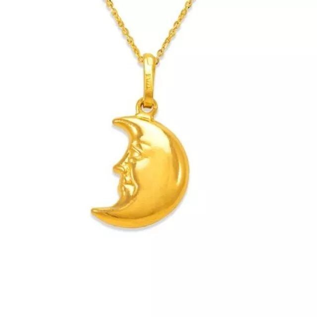 NEW 14K YELLOW GOLD HALF MOON PENDANT (1 of 2)