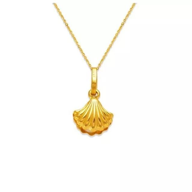 NEW 14K YELLOW GOLD 3MM CLAM WITH PEARL CHARM PENDANT (1 of 2)