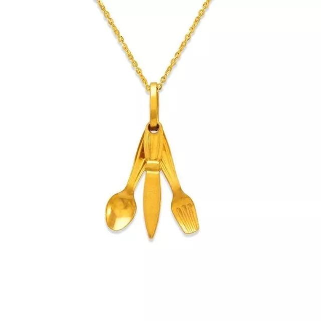 NEW 14K YELLOW GOLD CUTLERY CHARM PENDANT (1 of 2)