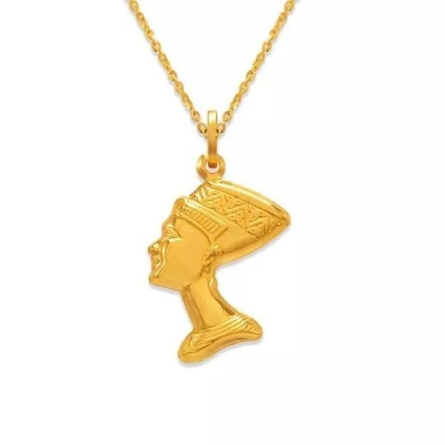 NEW 14K YELLOW GOLD 23MM CLEOPATRA CHARM PENDANT (1 of 2)