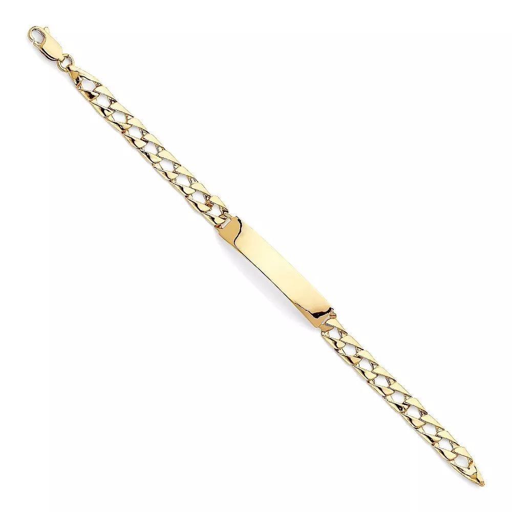 NEW 14K YELLOW LIGHT FIGARO LINK BABY ID BRACELET: NEW 14K YELLOW LIGHT FIGARO LINK BABY ID BRACELET 14K YELLOW GOLD NEW LIGHT FIGARO LINK BABY ID BRACELET WEIGHT: 7.7g LENGTH: Length : 6in