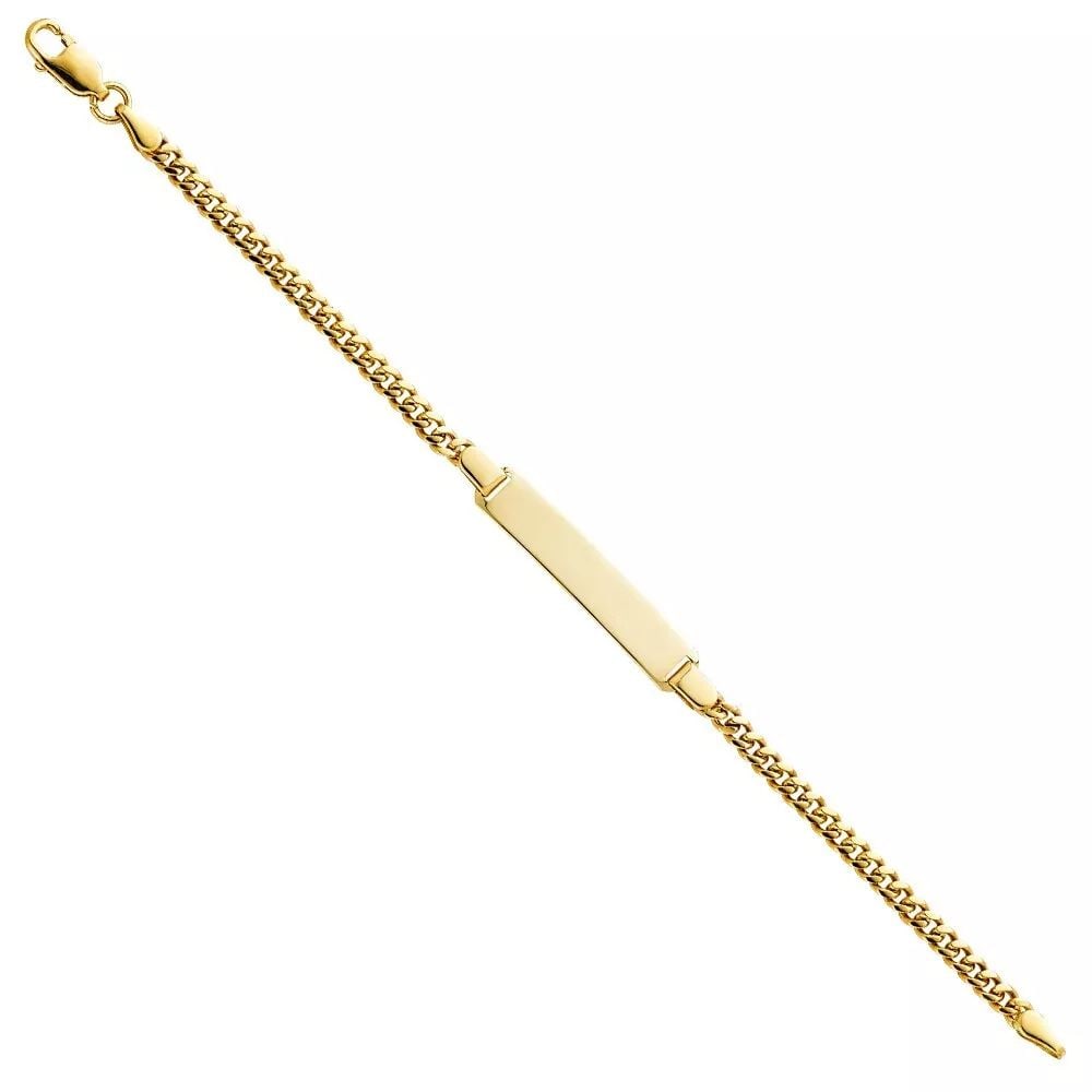 NEW 14K YELLOW CUBAN PLAIN BABY ID BRACELET: NEW 14K YELLOW CUBAN PLAIN BABY ID BRACELET 14K YELLOW GOLD NEW CUBAN PLAIN BABY ID BRACELET WEIGHT: 5g