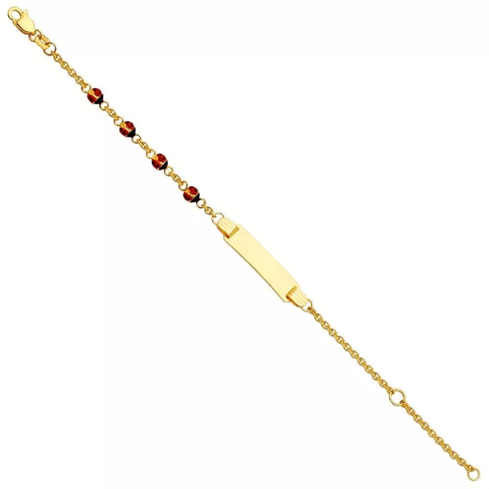 NEW 14K YELLOW BABY ID BRACELET WITH LADY BUG (1 of 2)