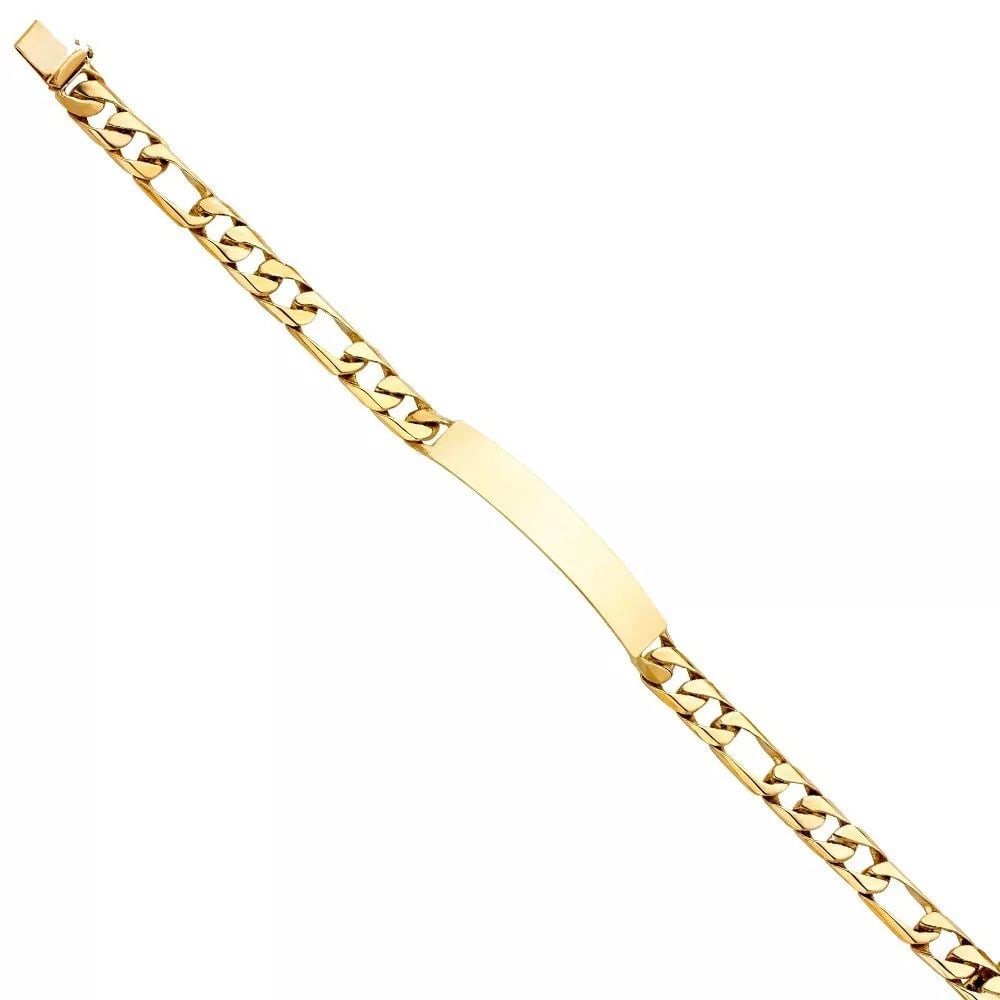 NEW 14K YELLOW FIGARO LINK ID BRACELET (1 of 2)