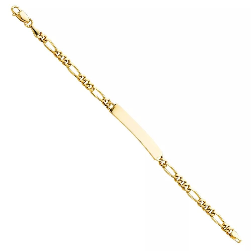 NEW14K YELLOW FIGARO PLAIN JUNIOR ID BRACELET: NEW 14K YELLOW FIGARO PLAIN JUNIOR ID BRACELET 14K YELLOW GOLD NEW FIGARO PLAIN JUNIOR ID BRACELET WEIGHT: 5.8 g LENGTH: Length : 6in