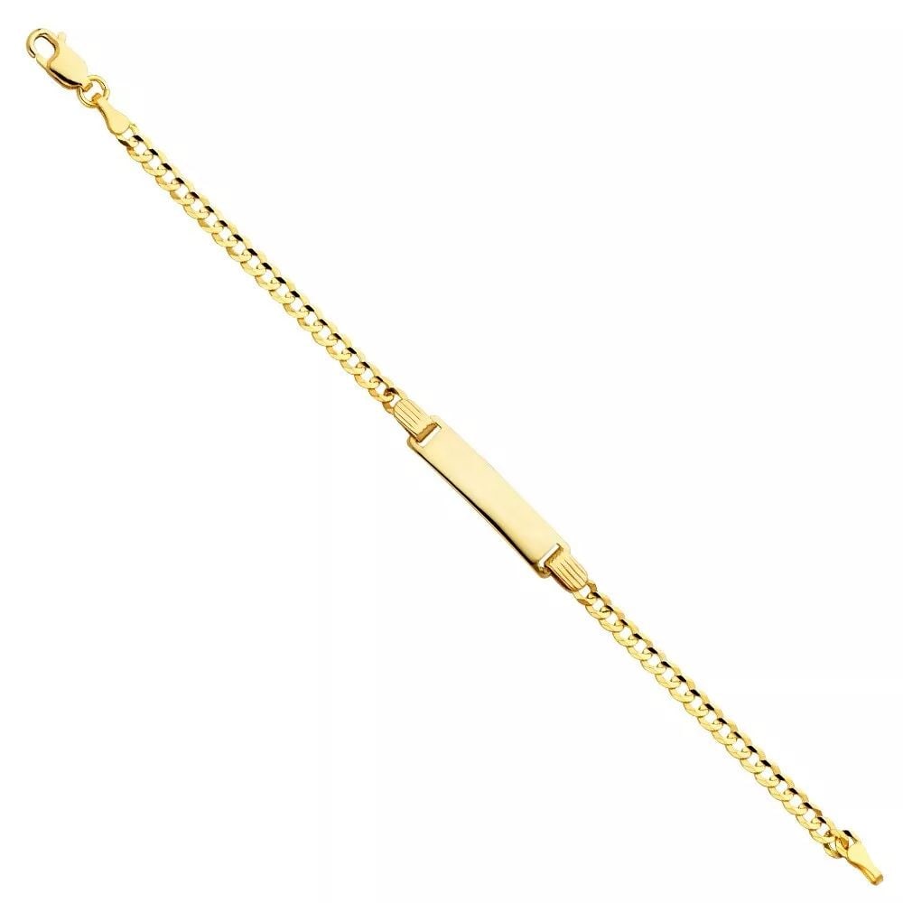 NEW 14K YELLOW 080 CUBAN BABY ID BRACELET: NEW 14K YELLOW 080 CUBAN BABY ID BRACELET 14K YELLOW GOLD NEW 080 CUBAN BABY ID BRACELET WEIGHT: 2.7g LENGTH 6in