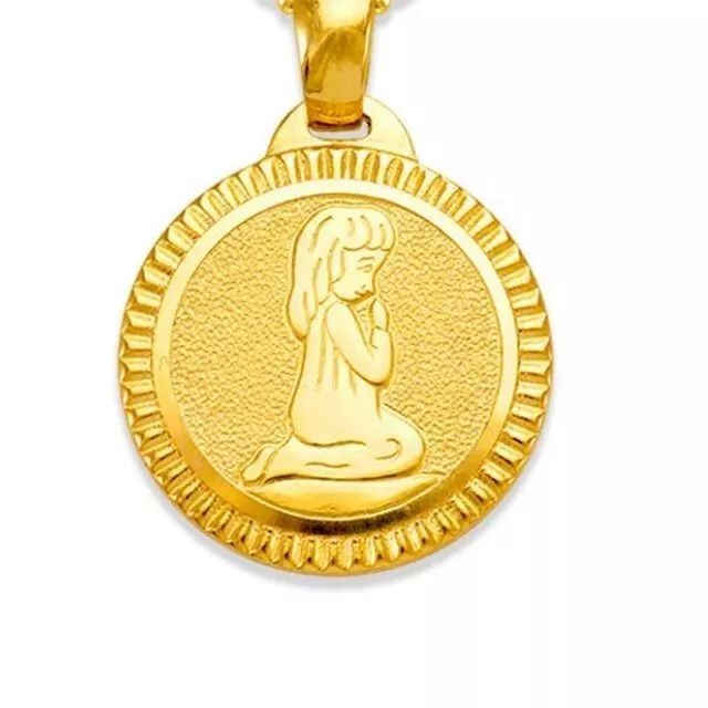 NEW 14K YELLOW GOLD PRAYING GIRL COMMUNION PENDANT (1 of 2)