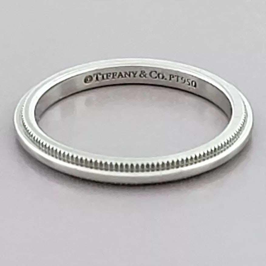 TIFFANY & Co. 2mm TOGETHER MILGRAIN PLATINUM WEDDING BAND RING SIZE 5: TIFFANY & Co. TOGETHER WEDDING BAND RING SIZE 5 Ring size is a 5 Ring measures 2mm wide 1.8mm Thick/High Tiffany & Co. Together platinum 2mm milgrain wedding band Pre-owned in Excellent condition, ple