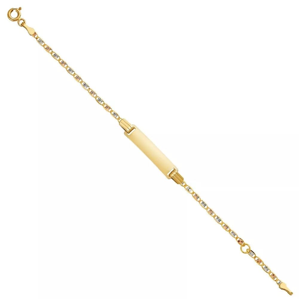 NEW 14K 040 VALENTINO MULTI COLOR STAR DC BABY ID BRACELET: NEW 14K 040 VALENTINO MULTI COLOR STAR DC BABY ID BRACELET 14K MULTI COLOR GOLD NEW VALENTINO MULTI COLOR STAR DC BABY ID BRACELET WEIGHT: 2g LENGTH 6+1in