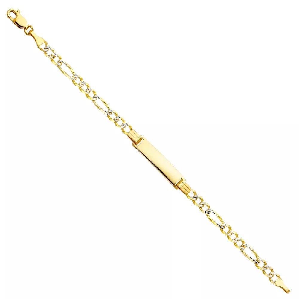 NEW 14K YELLOW 100 FIGARO 3+1 WP BABY ID BRACELET (1 of 2)