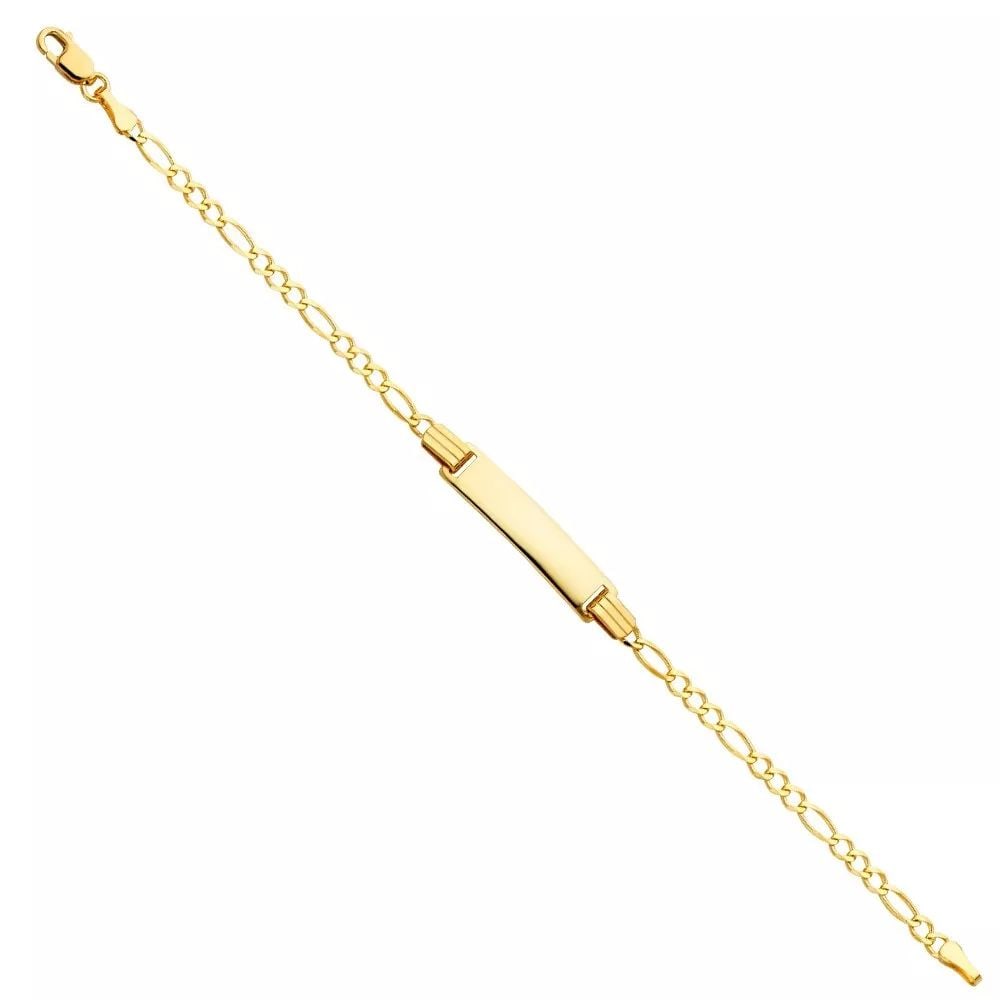 NEW 14K YELLOW 060 FIGARO 3+1 BABY ID BRACELET (1 of 2)