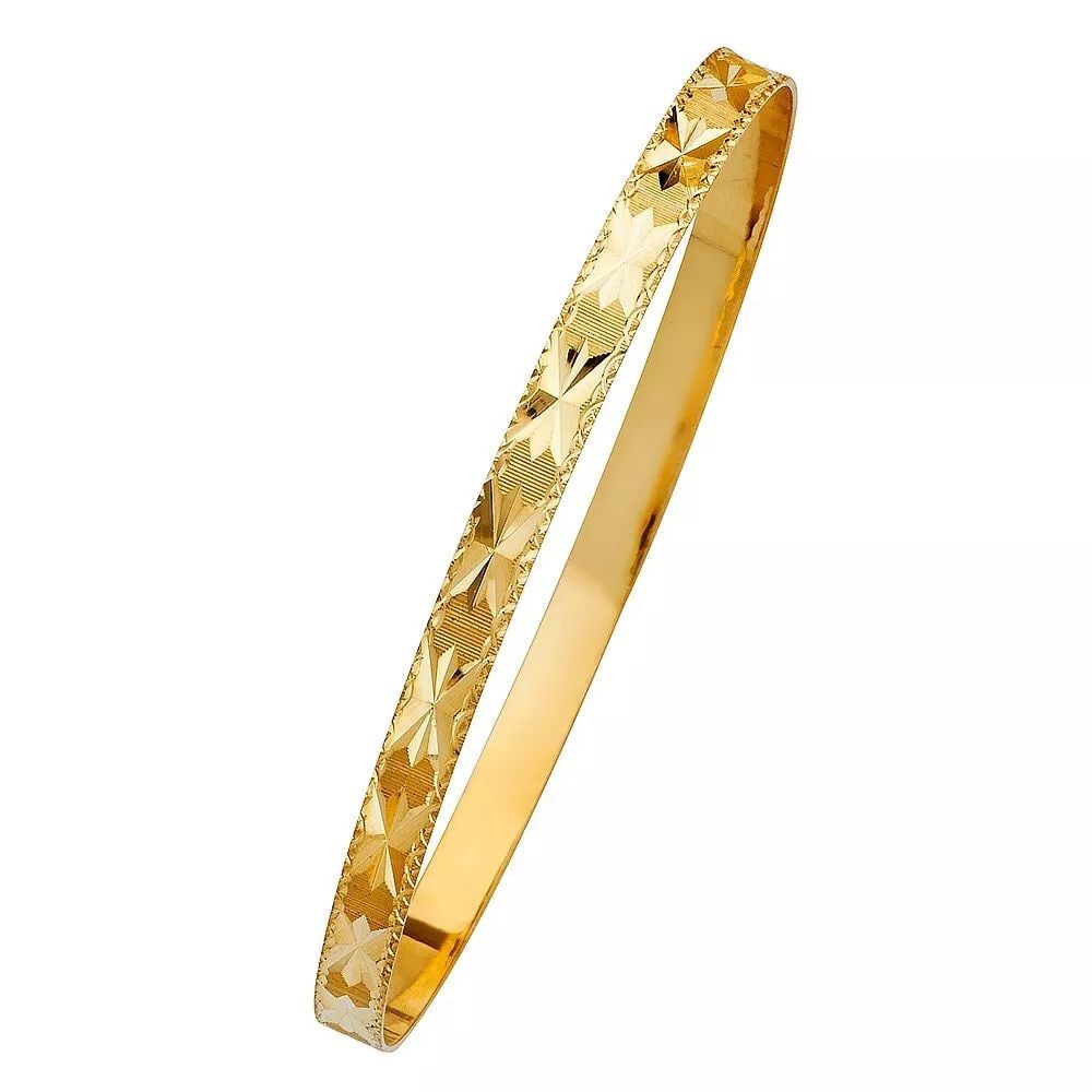 NEW 14K YELLOW 5mm GOLD SOLID BANGLE (1 of 2)