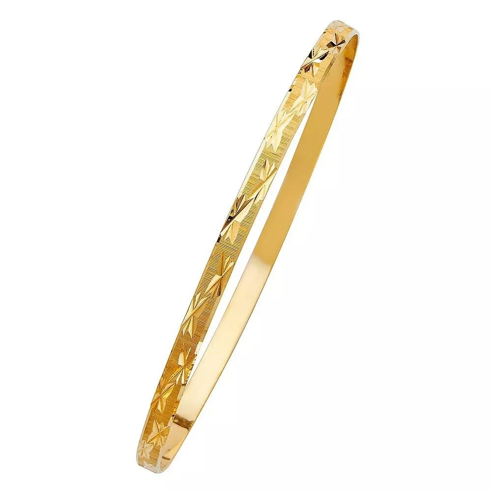 NEW 14K YELLOW 4mm GOLD SOLID BANGLE - 2