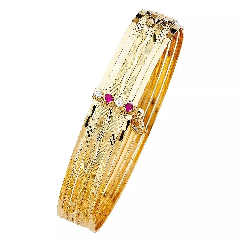 NEW 14K YELLOW 7DAYS GOLD SOLID BANGLE WITH CZ: NEW 14K YELLOW 7DAYS GOLD SOLID BANGLE WITH CZ New YELLOW Material Type : 14k Gold 3C 7DAYS GOLD SOLID BANGLE WITH CZ Avg. Weight : 25.2g