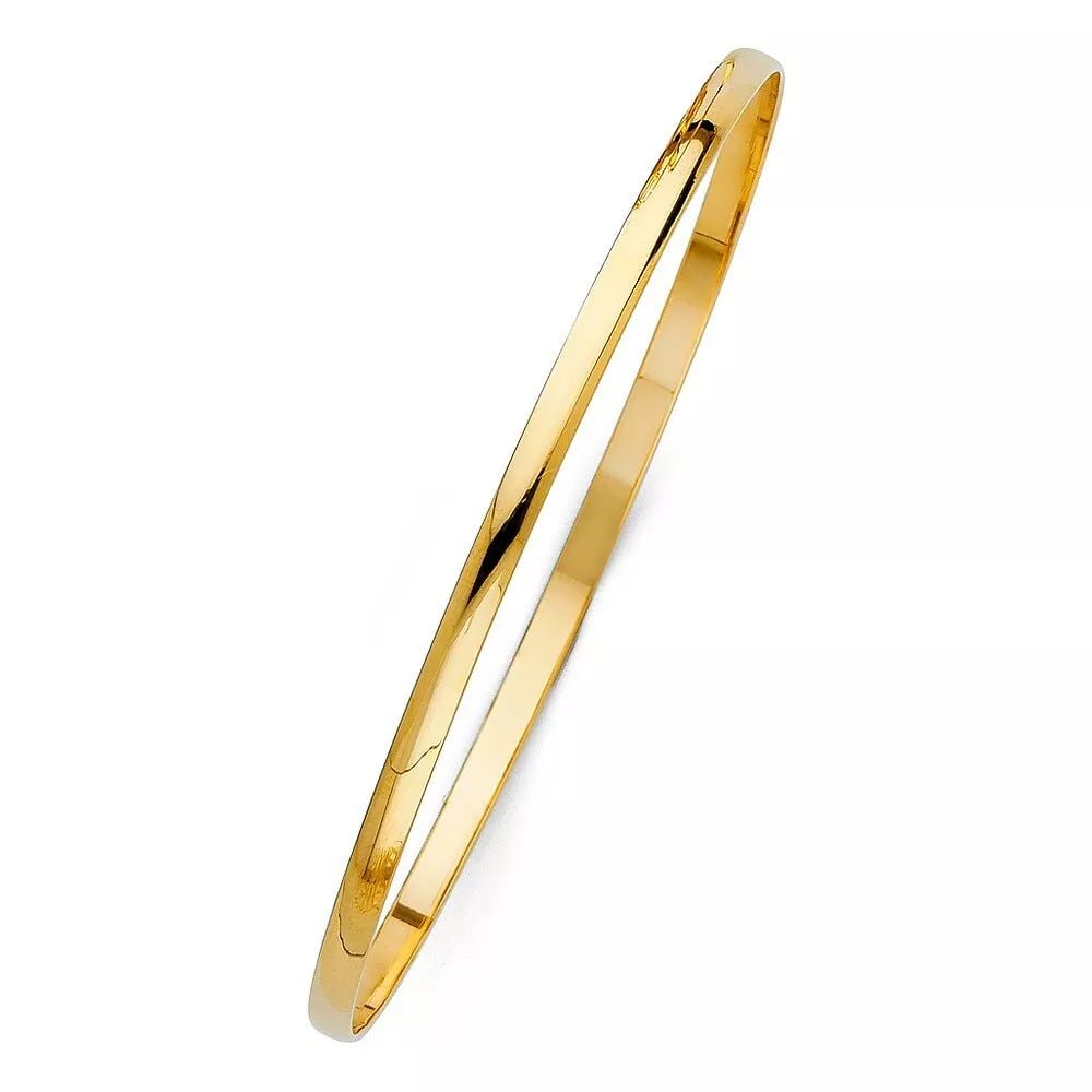 NEW 14K YELLOW 3mm GOLD SOLID BANGLE: NEW 14K YELLOW 3mm GOLD Solid BANGLE New Yellow gold Material Type : 14k Gold 14KY 3mm Solid Bangle Avg. Weight : 6.8g