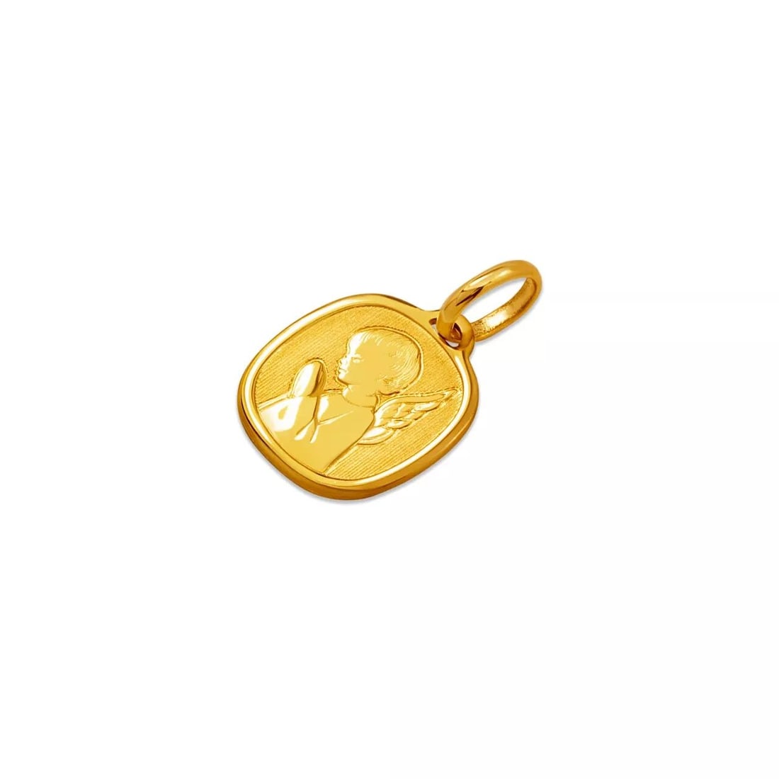 NEW 14K YELLOW GOLD PRAYING ANGEL PENDANT: NEW 14K YELLOW GOLD PRAYING ANGEL PENDANT 14K Yellow Gold Approx. 15x16 mm High Polished Chains Sold Separately Weight: 1.4 Grams