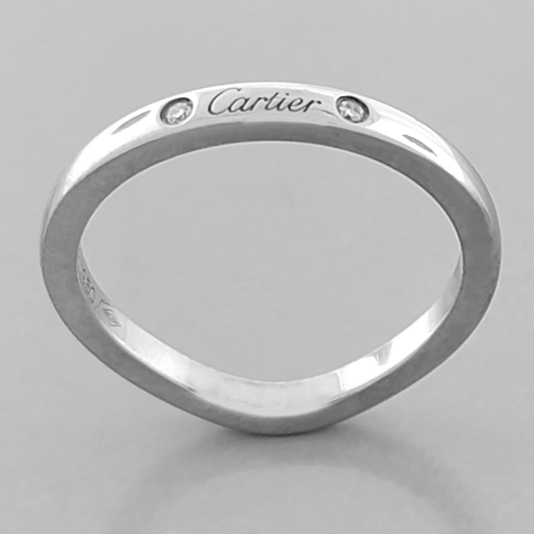 CARTIER BALLERINA DIAMOND CURVED PLATINUM WEDDING BAND RING SIZE 4.5 - BOX (1 of 2)