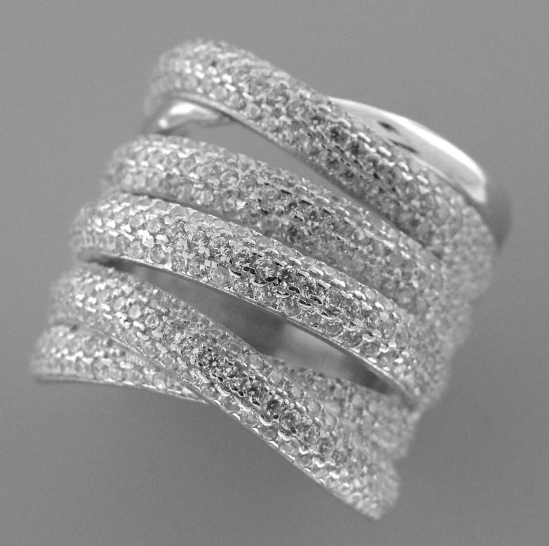 NEW STERLING SILVER LADIES CZ LADIES PAVE SET COCKTAIL RING SIZE 7 (1 of 2)