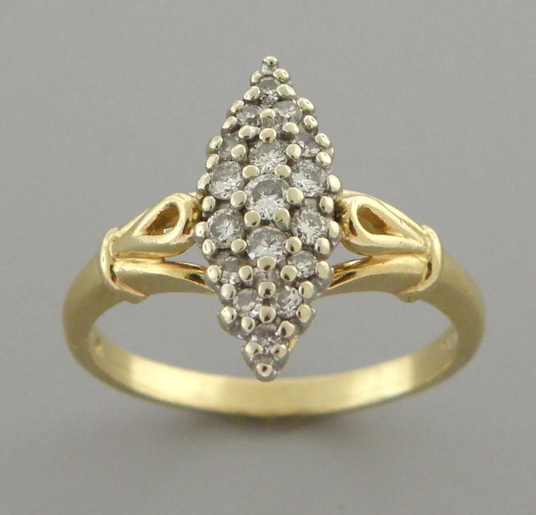 VINTAGE 14K YELLOW GOLD DIAMOND LADIES CLUSTER RING 0.50ct H SI1 (1 of 2)