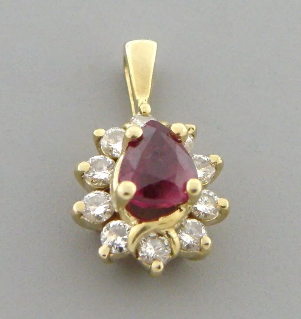 14K YELLOW GOLD RUBY AND DIAMOND PENDANT 0.50ct (1 of 2)