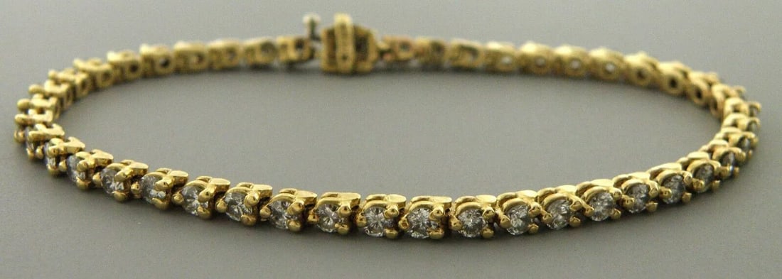 14K YELLOW GOLD LADIES DIAMOND TENNIS BRACELET 3.68ct (1 of 2)
