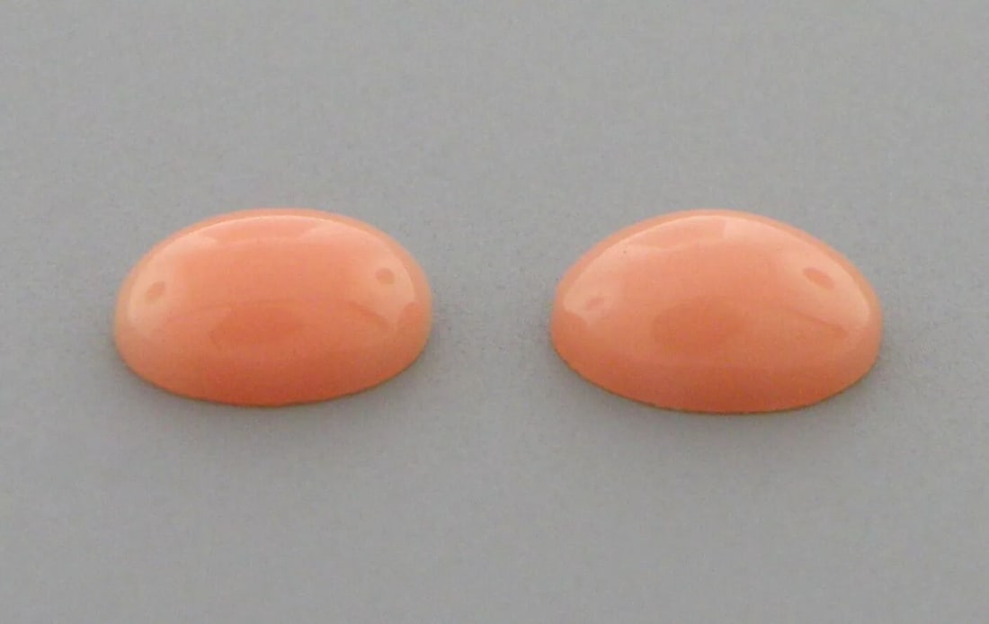 NATURAL UNTREATED 7x5mm SEA CORAL OVAL SHAPE PINK SALMON CABOCHON MATCHING PAIR: NATURAL UNTREATED 7x5mm SEA CORAL OVAL SHAPE PINK SALMON CABOCHON MATCHING PAIR LOOSE NATURAL UNTREATED OVAL CABOCHON CORAL Coral measures apx 7x5mm Sale is for a matching pair Natural untreated sea c