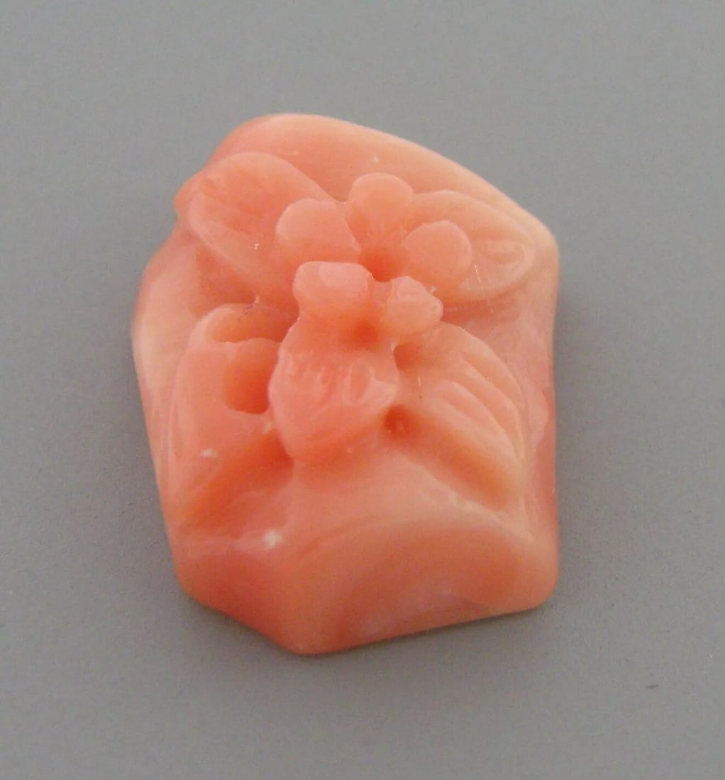 NATURAL UNTREATED 8.53ct CORAL DARK PINK SALMON COLOR FLOWER (1 of 2)