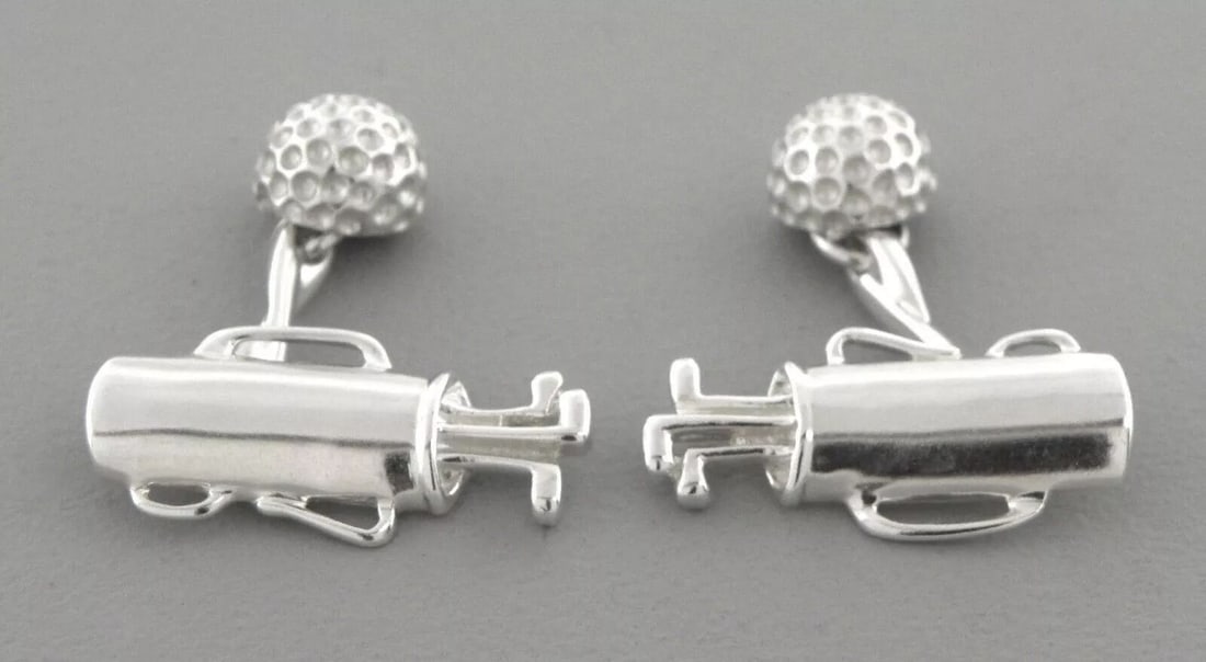 TIFFANY & Co. STERLING SILVER GOLF BAG BALL CUFFLINKS POUCH (1 of 2)