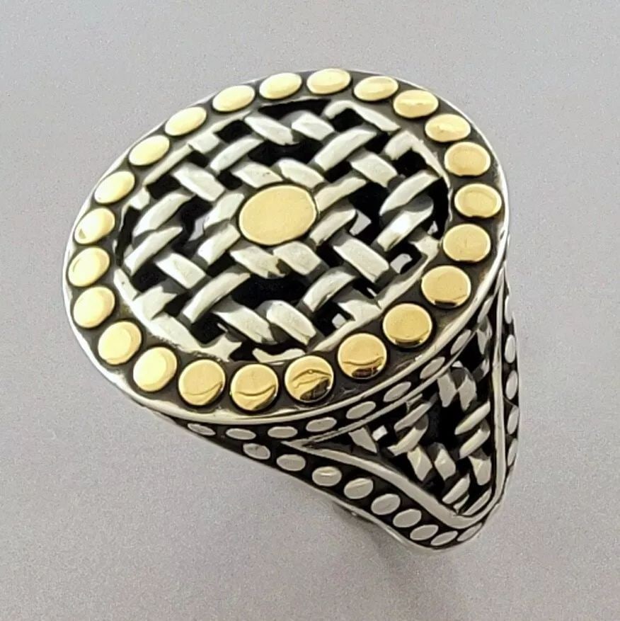 JOHN HARDY 18K GOLD STERLING SILVER LADIES DOT RING (1 of 2)