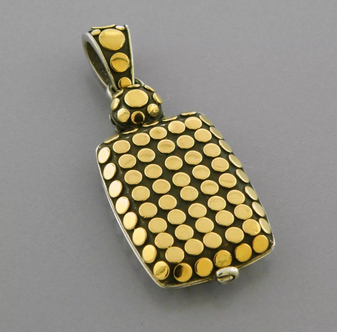 JOHN HARDY 18K GOLD STERLING SILVER LOCKET PENDANT WITH POUCH (1 of 2)