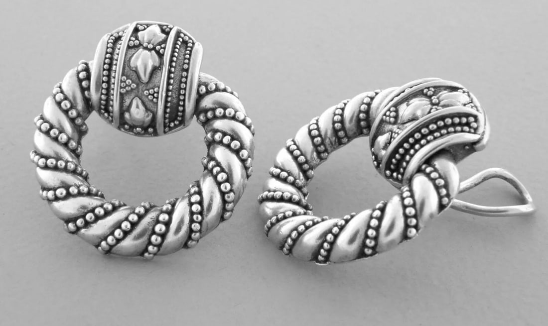 JOHN HARDY STERLING SILVER DOOR KNOCKER EARRINGS CLIP ON (1 of 2)